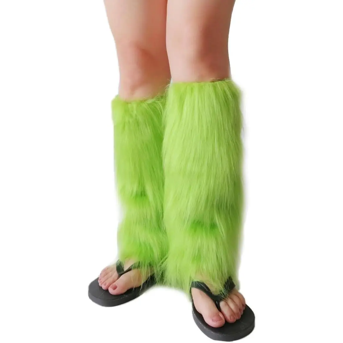 Women's Lady Polyester Faux Fur Leg Warmer Socks - Warm Outdoor Boot Covers, Hand Wash, One Size, Holiday Party Wear for Christmas, Halloween