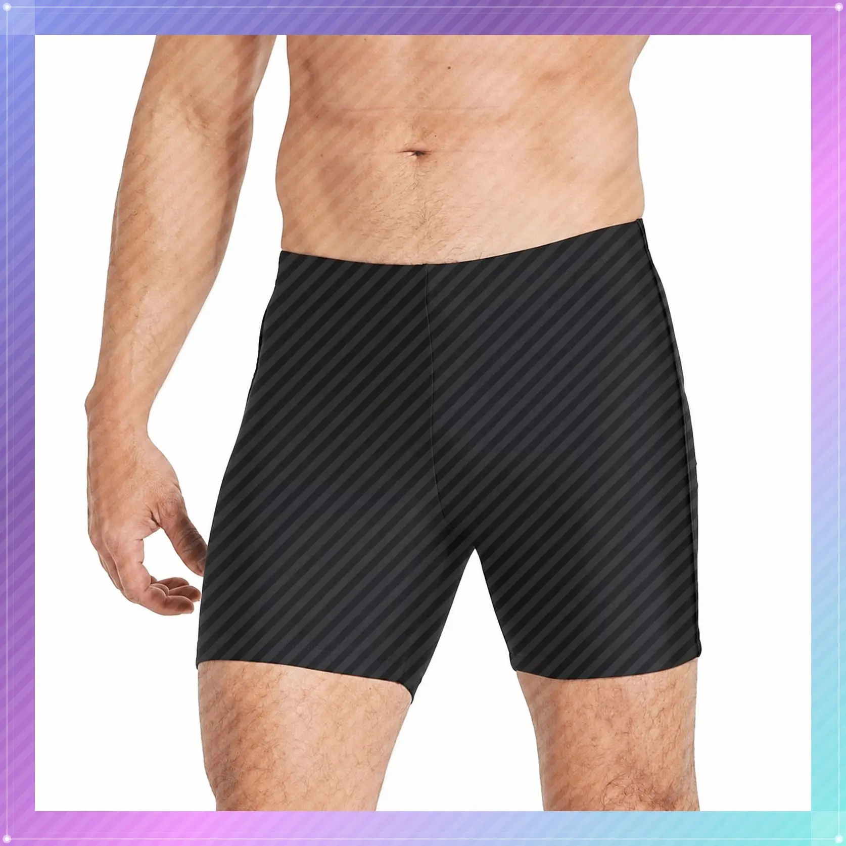 Men's Swim Jammers Quick Dry Compression Swimsuit UPF 50+ Front Fully Lined Non-Slip Drawstring Square Leg for Swimming Training Diving Surfing RacingGift