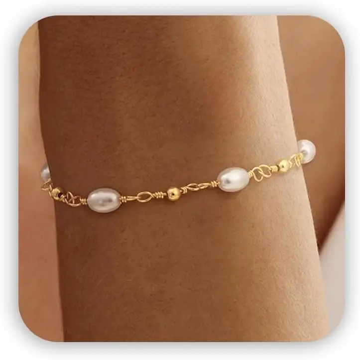 Bracelets for Women, Dainty 2- Bracelet Set | -plated bracelet set with  and polished bead strands, adjustable for layering, daily wear, parties, and gifts