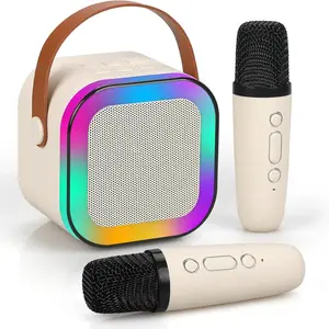 MOKATA Mini karaoke machine with microphone sound system, portable karaoke machine with 2 wireless microphones, birthday gifts for girls and children aged 4-12, family gatherings,TikTokShopBacktoSchool