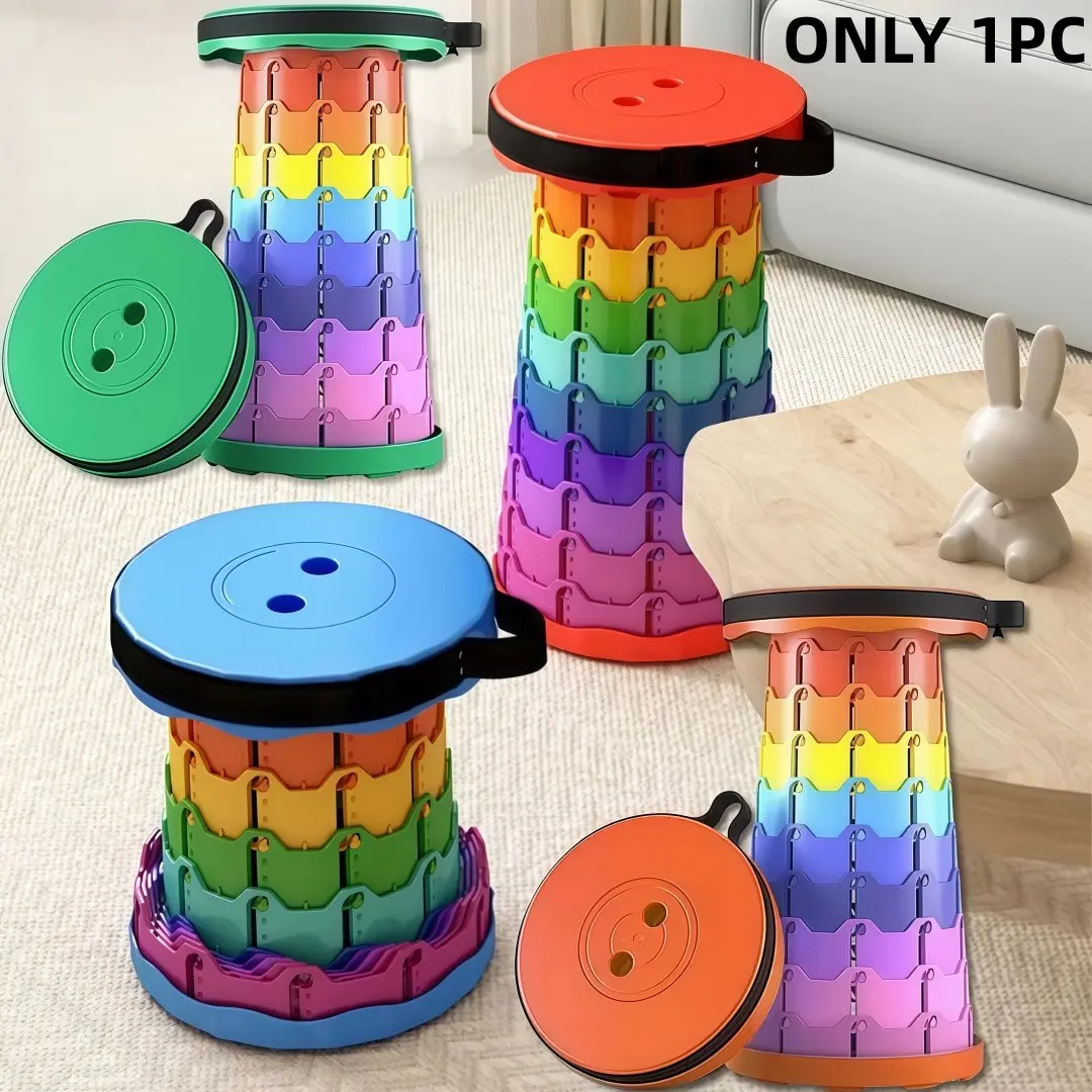 Rainbow Adjustable Folding Bench, Portable Plastic Stool for Outdoor Fishing Camping, Strong Load Capacity, Easy Storage Handheld Chair