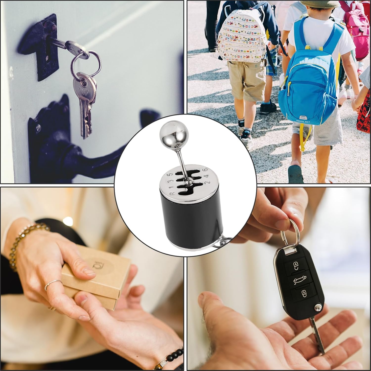 Gear Shifter Keychain, 6 Speed Manual Transmission Keychain Mini Gearbox Key Chain Stick Shift Keyring Creative Fidget Toy for Men Car Lovers Gift Auto Part Accessories