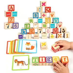Abc Wooden Blocks, Alphabet and Number Stacking Puzzle Pieces, Montessori Educational Learning Toy, Preschool Teaching Aids for Boys and Girls