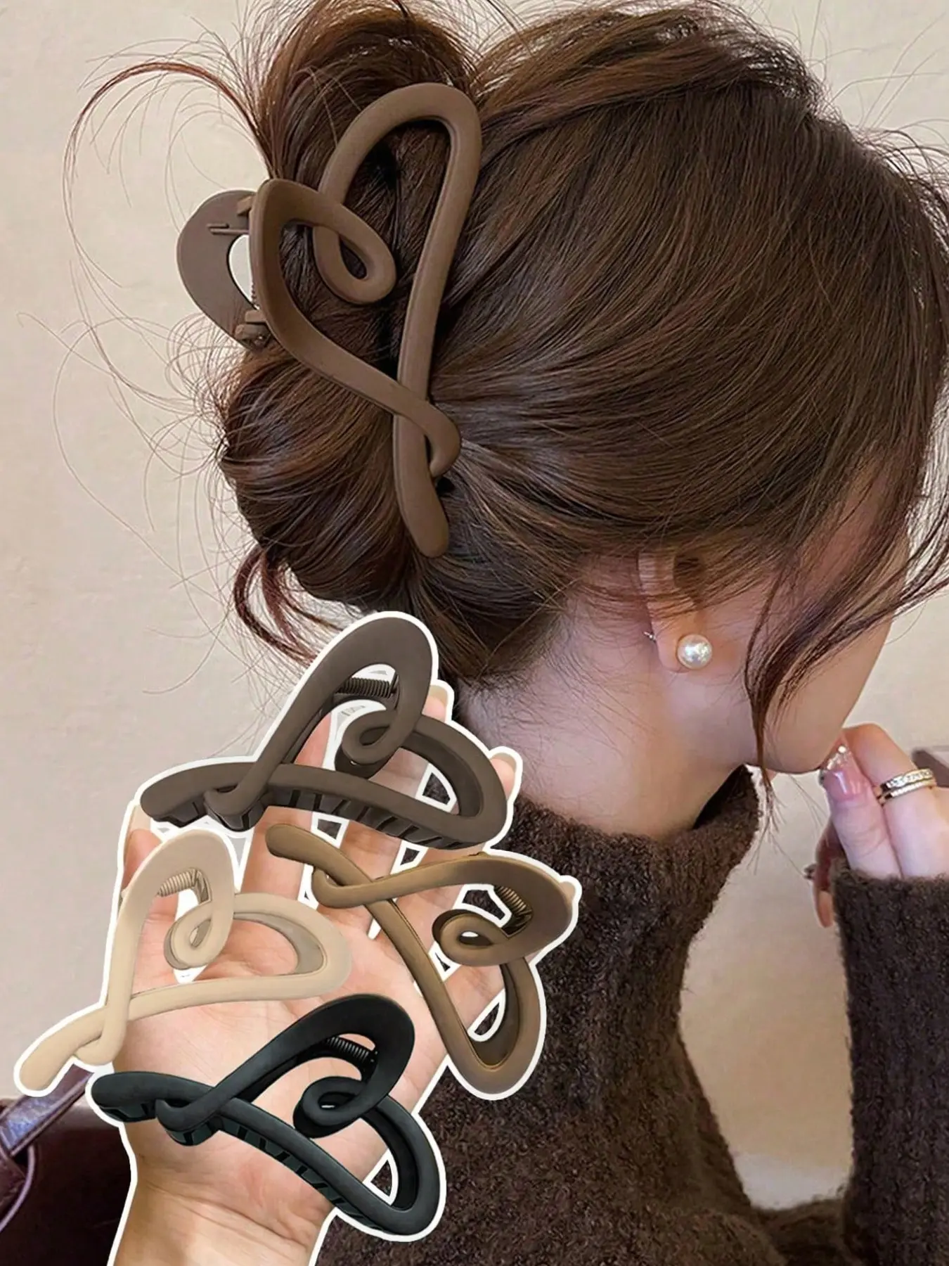 4pc Heart-Shaped Women's Claw Clips, Multi-Functional Matte Hair Clips, Ideal for Thick Hair, Daily & Party Use