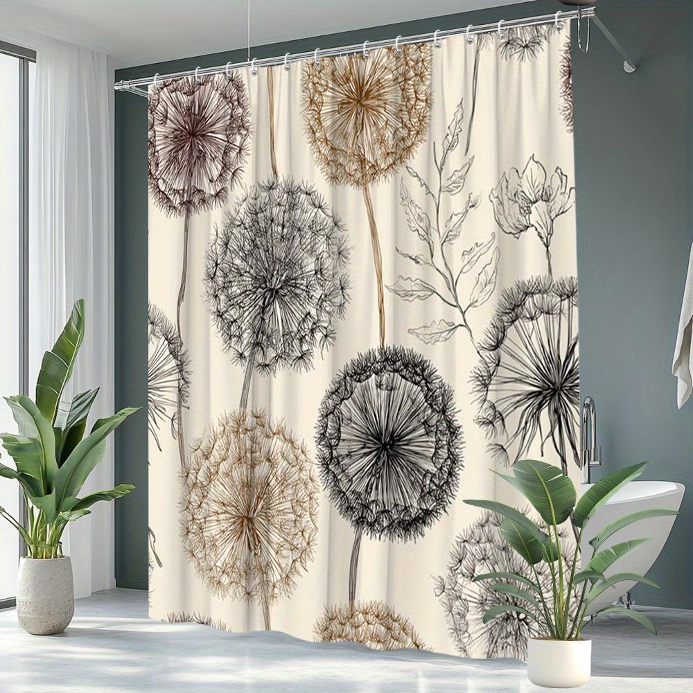 2D Flat 1Pc Extended Length Shower Curtain - Elegant beige, brown, black, white, gray, taupe bathroom decor - Heavyweight shower curtain with 12 hooks, creating a spa-like bathroom experience - Neutral tones, easy to clean, modern bathroom partition (70.8