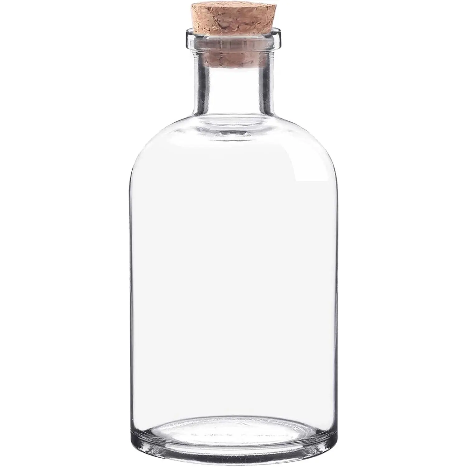 1 Pcs 500ml/16.91 oz Decorative Clear Glass Bottle with Cork Stopper, Ideal for DIY Crafts, Floral Displays, Home Decor, Weddings & Party Decorations