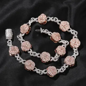 Loveden Luxury High-End Jewelry Set, Sparkling Full Rhinestone Rose Flower Necklace & Infinity Bracelet, Trendy Cool Fashion Design, Exquisite Matching Accessories, Great Gift for Father's Day, Celebration, Party and Daily Decoration