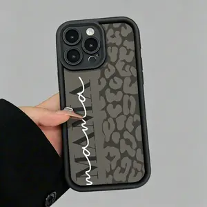 Trendy MAMA Leopard aestheticphonecase for iPhone17 16 15 14 Pro Max 13 12 11 XR XS E and Compatible with all Sams Plus Shockproof Full Camera Protection Durable slim Silicone Cover,skin-feel soft tpu comprehensive protection ,modern design  stylish gift