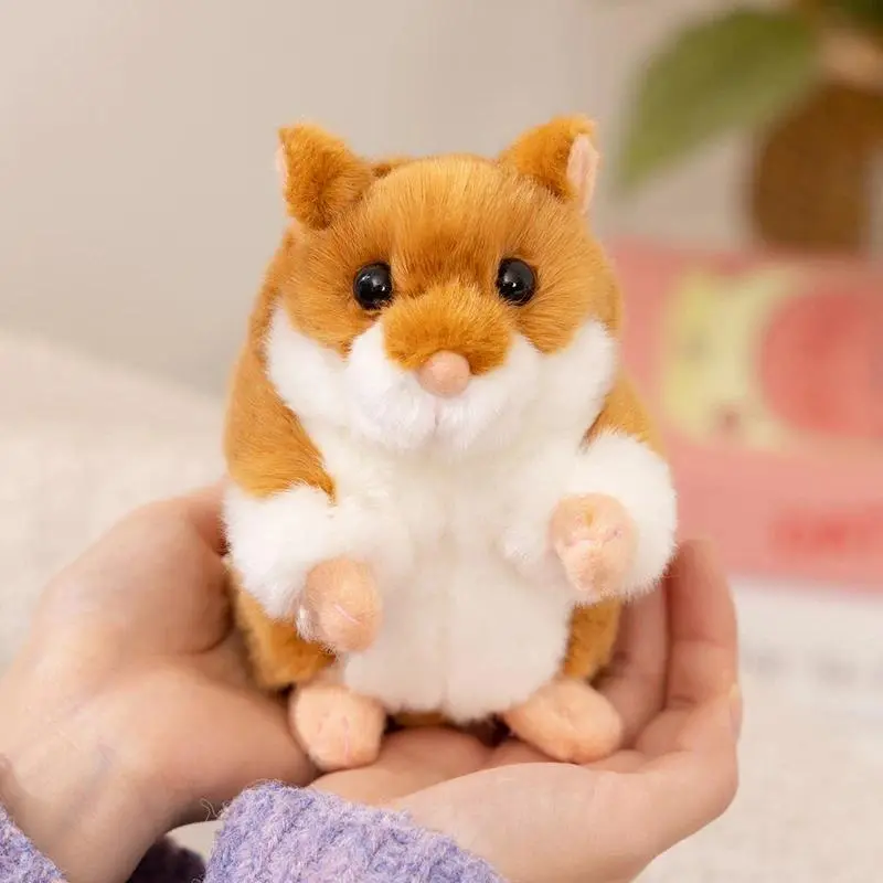 13cm Simulated Standing Posture Hamster Plush Doll Cute Mini Fluffy Pet Hamster Plush Toy Birthday Gift Xmas Gift