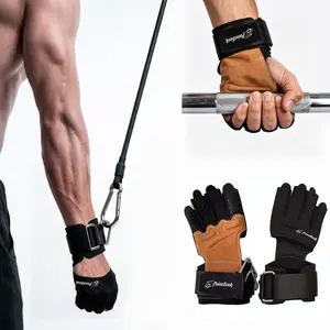 Pointseek Workout Gloves, Weight Lifting Gloves with Wrist Support, D-Ring Straps, Full Palm Protection, Silicone Grips