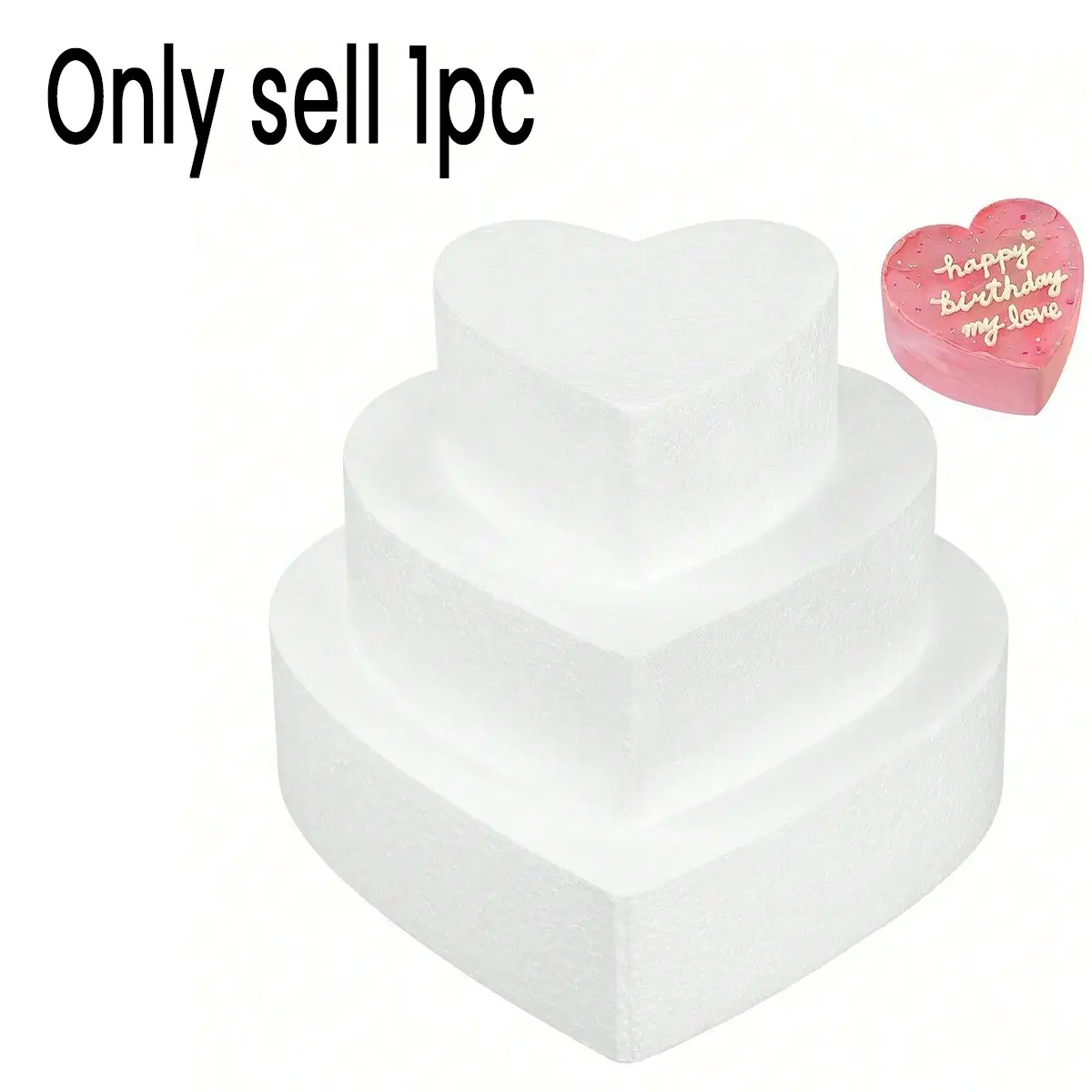 Heart-Shaped Foam Cake Model, Polystyrene Foam Heart Replica for Cake Decorating Practice, Valentine's Day Romantic Wedding Display