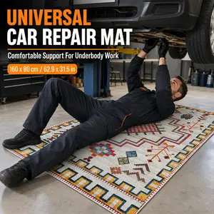 Bohemian Print Car Repair Crawl Mat, 63x31 Inch Portable Folding Mechanics Mat, Non-Slip Ground Work Pad for Truck Suv, Durable Auto Repair Tool
