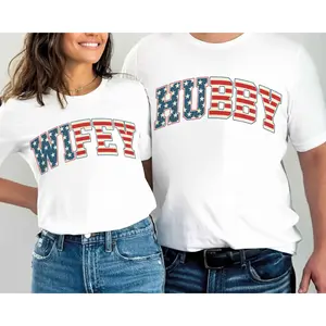 4th of July Matching Couple T-Shirt, Hubby & Wifey Independence Day Tee, Celebrating 250 Years of Freedom, Patriotic Flag Shirt, America 1776 - 2026 Flag Shirt, God Bless USA Shirt, streetwear, tiktok shop deals, summer outfits, guys gifts, summer clothes