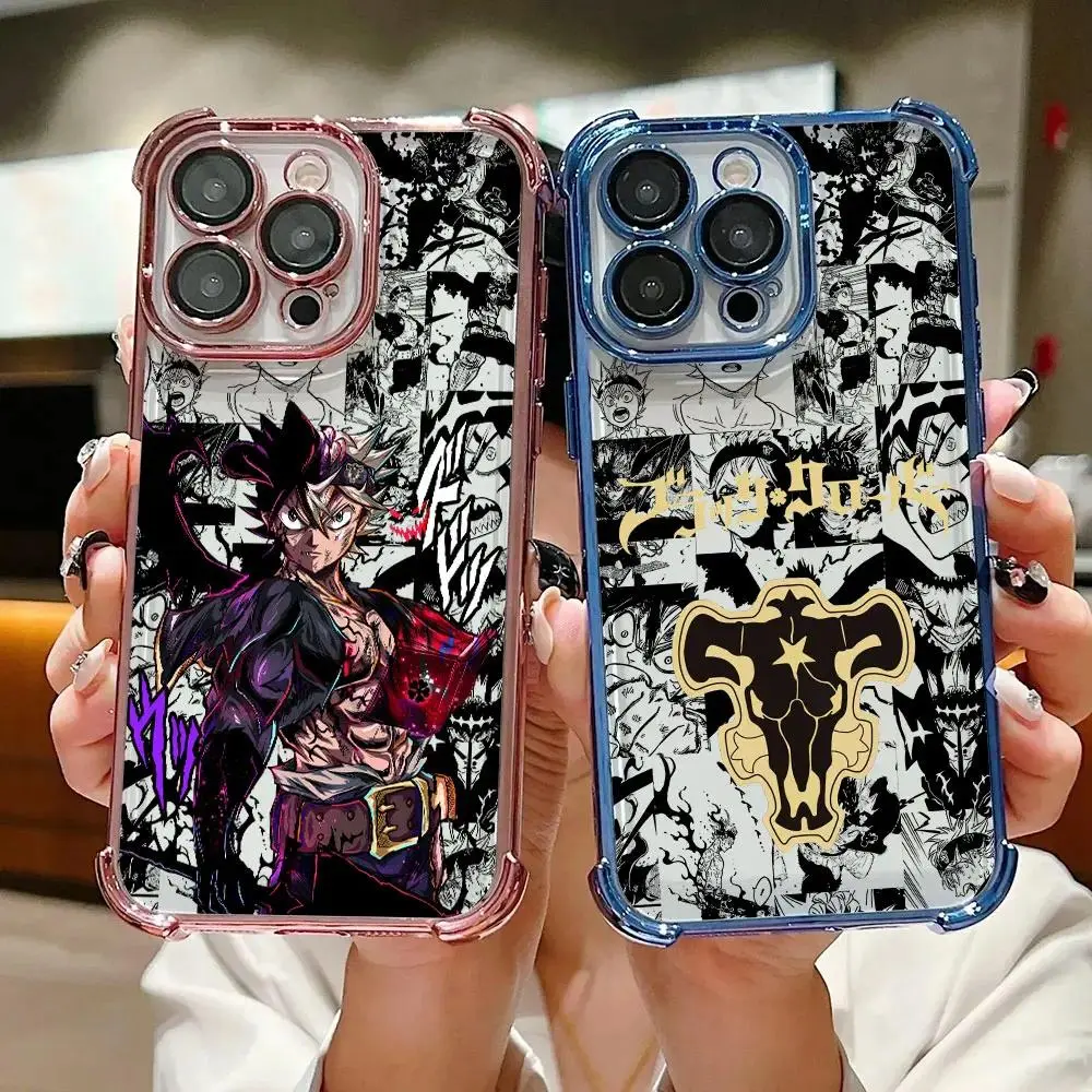 Blacks Clovers Logo Asta Cool Case For iPhone 17 Promax 17Air 16 Plus 15 14 13 12 11 Pro & Samsung Galaxy S26 Ultra S25 S24 S23 FE Plus EDGE Anti-Drop Anti-Fall Transparent Shockproof TPU Smartphone Back Cover, Protection, Accessories