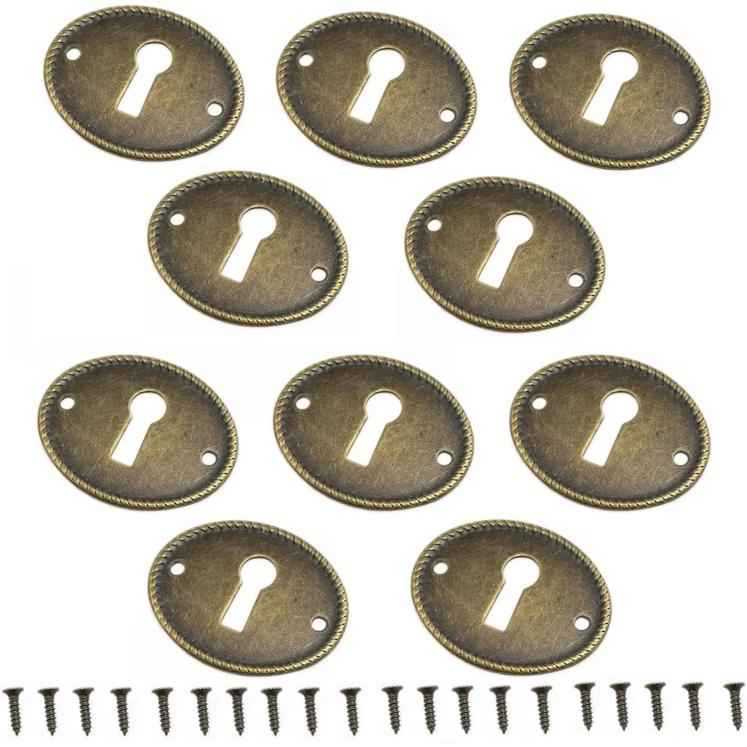 Oval Vintage Keyhole Covers Antique Key Plate Decorative Door Cover for Cabinet Door Dresser Drawers Desk Furniture Hardware 10PCS