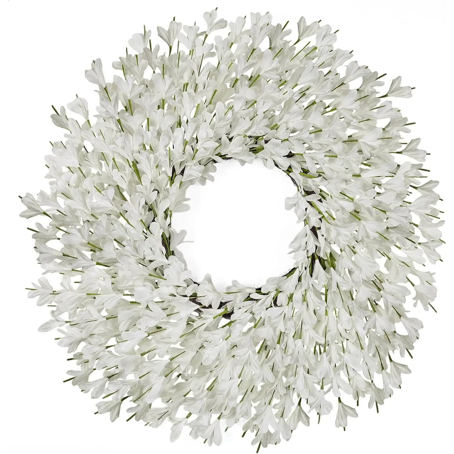 26 Inch Spring Wreaths for Front Door Large Easter Valentines Forsythia Floral Summer Spring Door Wreaths Outdoor All Season Spring Decorations for Home Porch Room Window Wall Farmhouse Decor(White-R)
