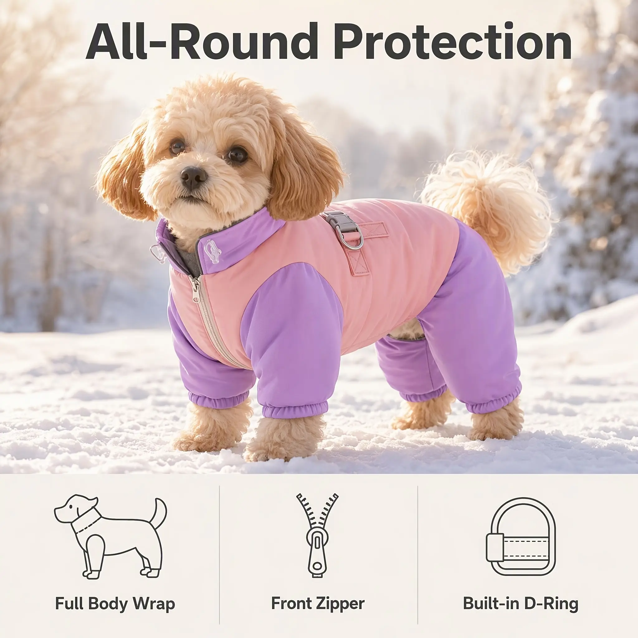 winter thickened warm cotton-padded clothes with four-leg zippers, winter pet warm coats, Bigbear teddy dopamine, suitable for medium and small pet cotton-padded clothes, Warm Puppy Coat