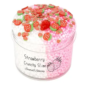 Crystal Slime Kit - 70ml Foam Ball Glitter Clear Slime for Stress Relief & Sensory Play - Strawberry Kiwi Scented