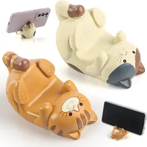 Cute Cat Design Phone Holder, Resin Desktop Mobile Phone Stand, Creative Phone Holder for Home Office Desk, Home Decor, Cell Phone Stand