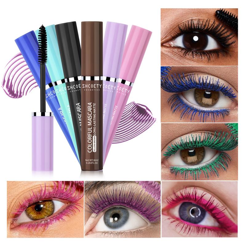 Waterproof Mascara Long-Lasting Waterproof Mascara - Volumizing, Curling,  Dirt-Resistant Formula with Vibrant Blue/Green/Pink Shades - for Everyday & Party Makeup (Halloween, Weddings, Photoshoots) - All Light Beige Types, Festival Beauty, Sleek Packagin