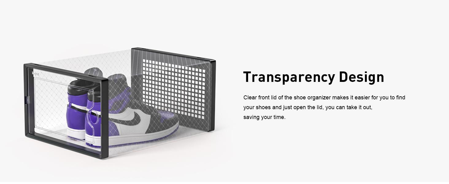 X-Large Shoe Storage Boxes Organizers Clear Plastic Stackable 12 Pack - Ideal for Entryway, Closet, Under Bed & Toy Storage Organizer Bins Racks