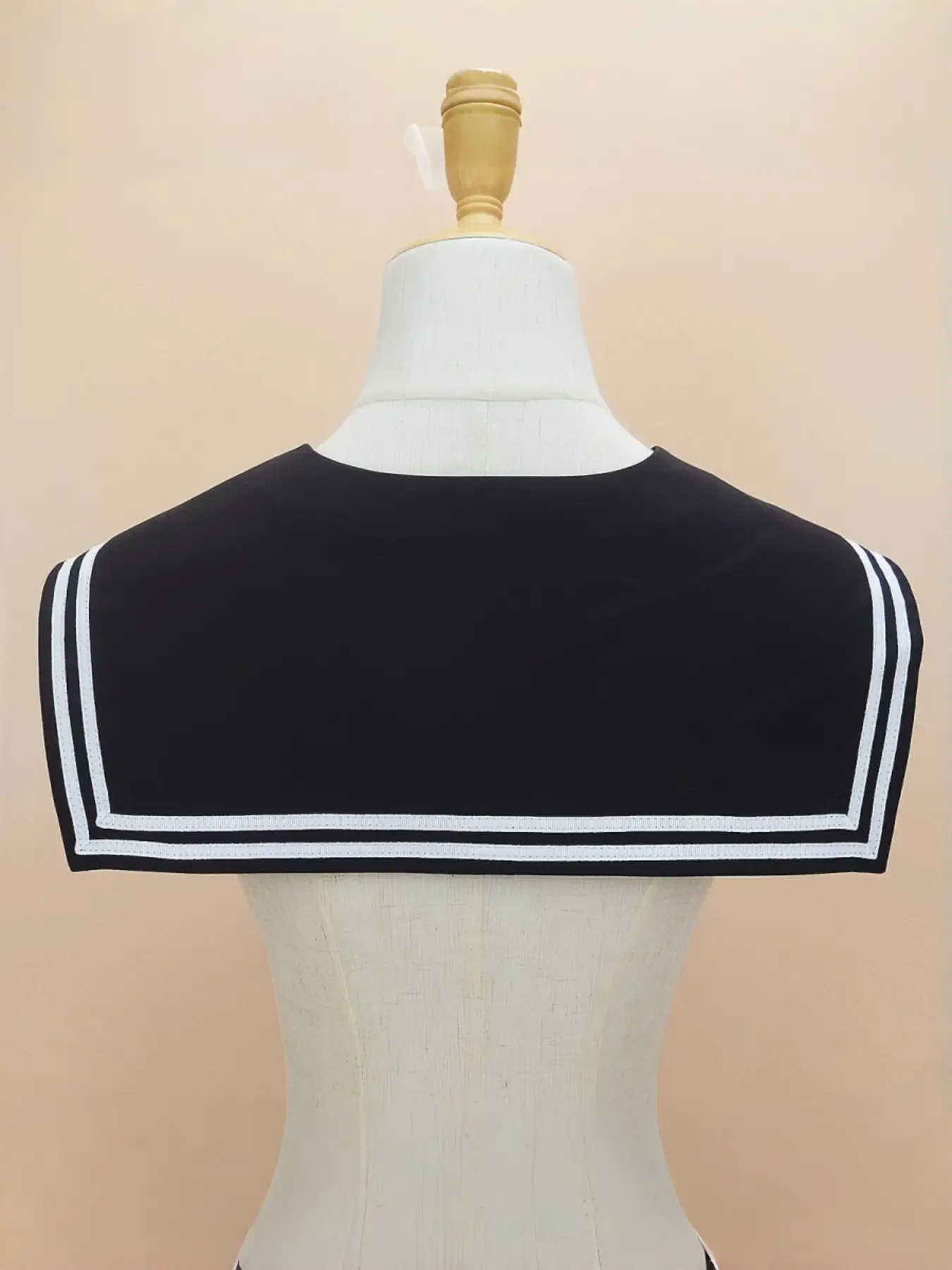 Detachable Sailor Fake Collar, Double Stripe Navy Neck Bib, Satin Big Bow, Japanese Jk Uniform Accessory for Women