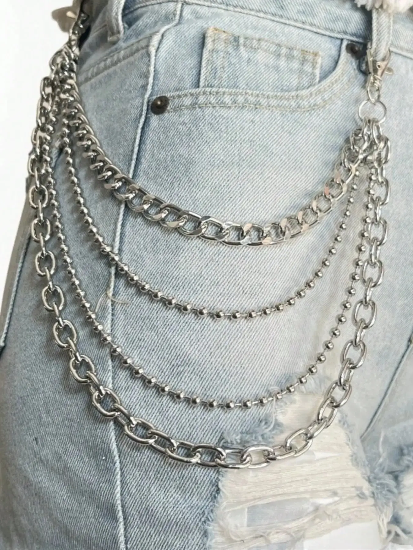 Hip Hop Punk Metal Multi Layer Waist Chain, Unisex Jeans Accessory, Fashionable Pants Chain for All Seasons, Perfect for Daily Wear