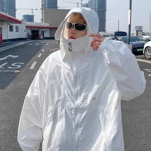 Ice Silk Quick-Dry Sun Protection Shirt for Men's Summer Thin Softshell Jacket, Mountain Style Hooded Jacket, Outdoor Breathable Sun Protection Clothing