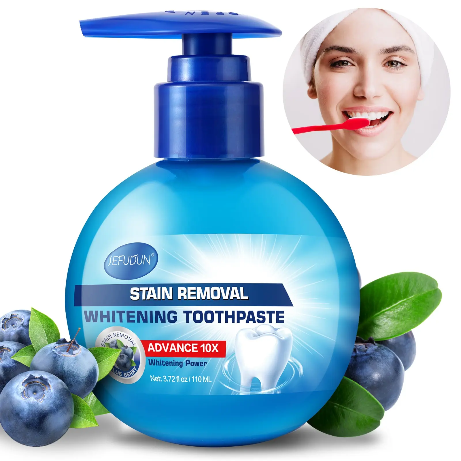 Sefudun Whitening Toothpaste 110ML, Blueberry Passionfruit Dual Flavor, Removes Stains, Freshens Breath, Oral Care Essentials