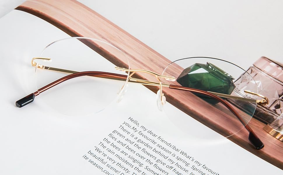 Round rimless reading glasses super light titanium alloy Reader for men and women