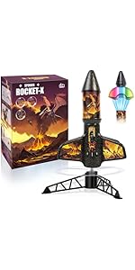 SUNDAY MIRTH Rocket Launcher for Kids -200 Feet of Flight Altitude, Auto Electric Rocket Toys with Safe Parachute, Outdoor Toys Easter Basket Stuffers Birthday Gifts for Boys & Girls Age 6 7 9 10 12 8-13 Years Old