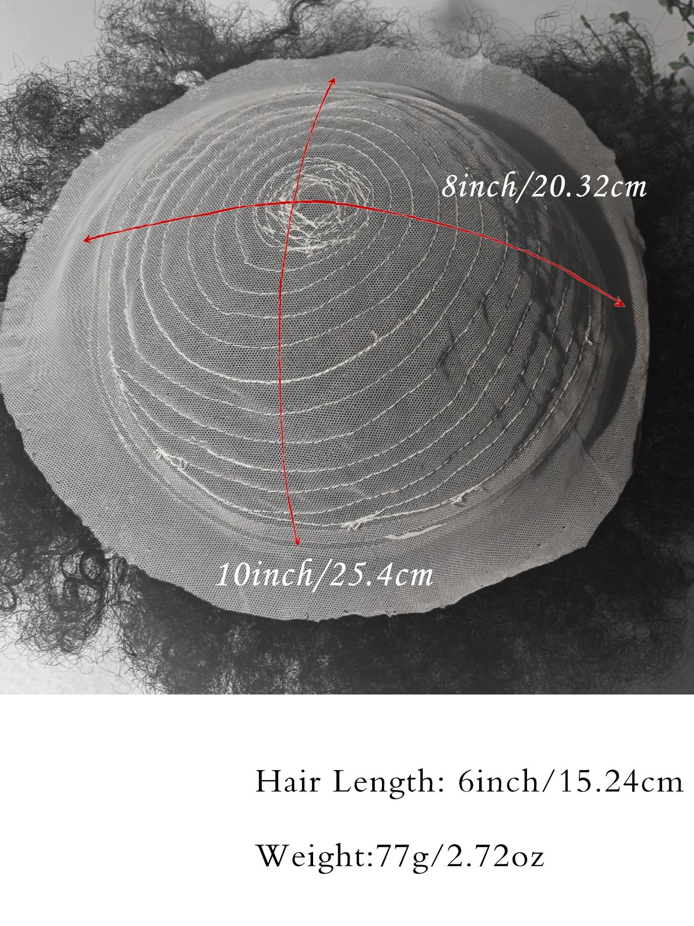 Men's Afro Curly Short Wigs 70s 80s Disco Rocker Style, 100% Human Hair, 6 Inch Black African Kinky Curly 8*10”Lace Base for Daily Wear, Party & Cosplay