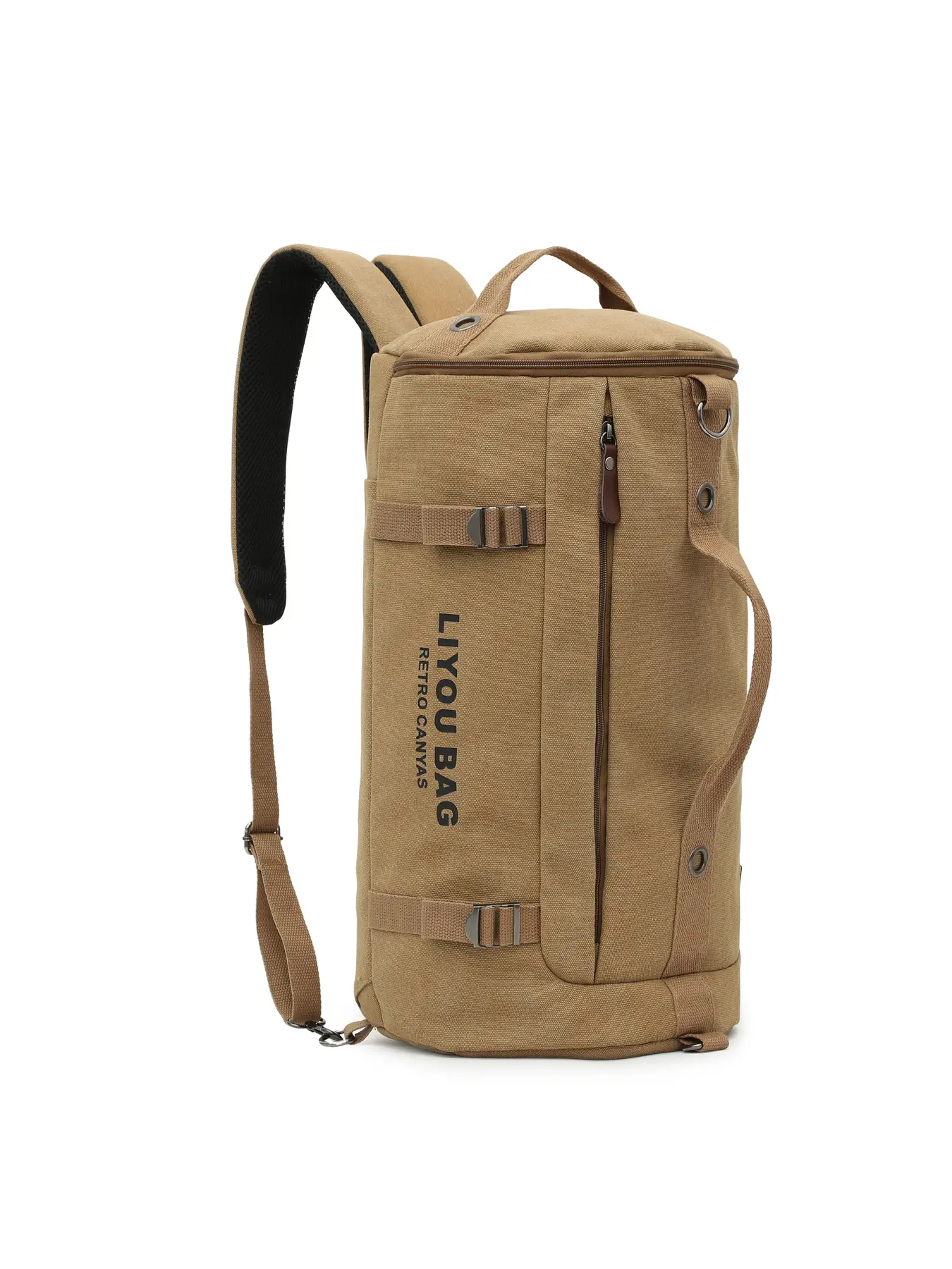 Vintage Canvas Duffle Backpack for Men, Large Capacity Multi-purpose Cylinder Travel Bag, Handbag Crossbody Gym Luggage Bag Travel Backpacks