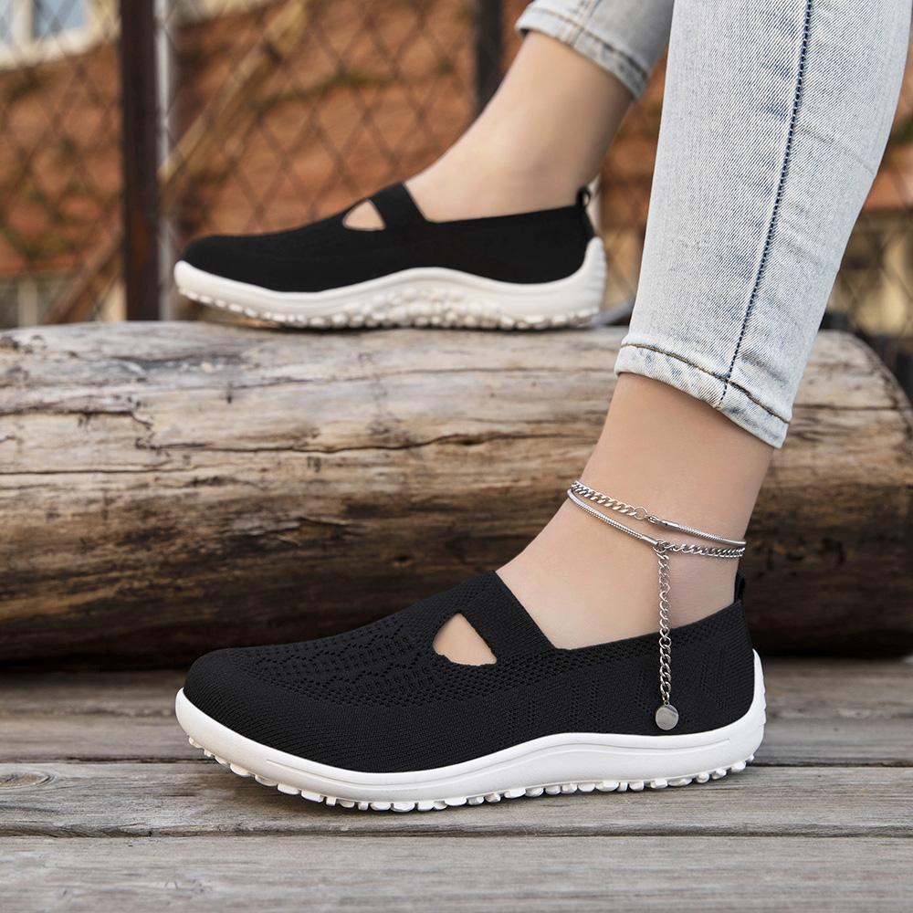 Ultra Light Women's Knit Slip On Flats Featuring Wide Toe Box Barefoot Design Zero Drop Sole and Breathable Material for Healthy Natural Foot Function