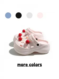 Women's Cream Cherry & Dessert Chunky Clogs, Adjustable Strap Dual-wear Sandals for Daily Wear