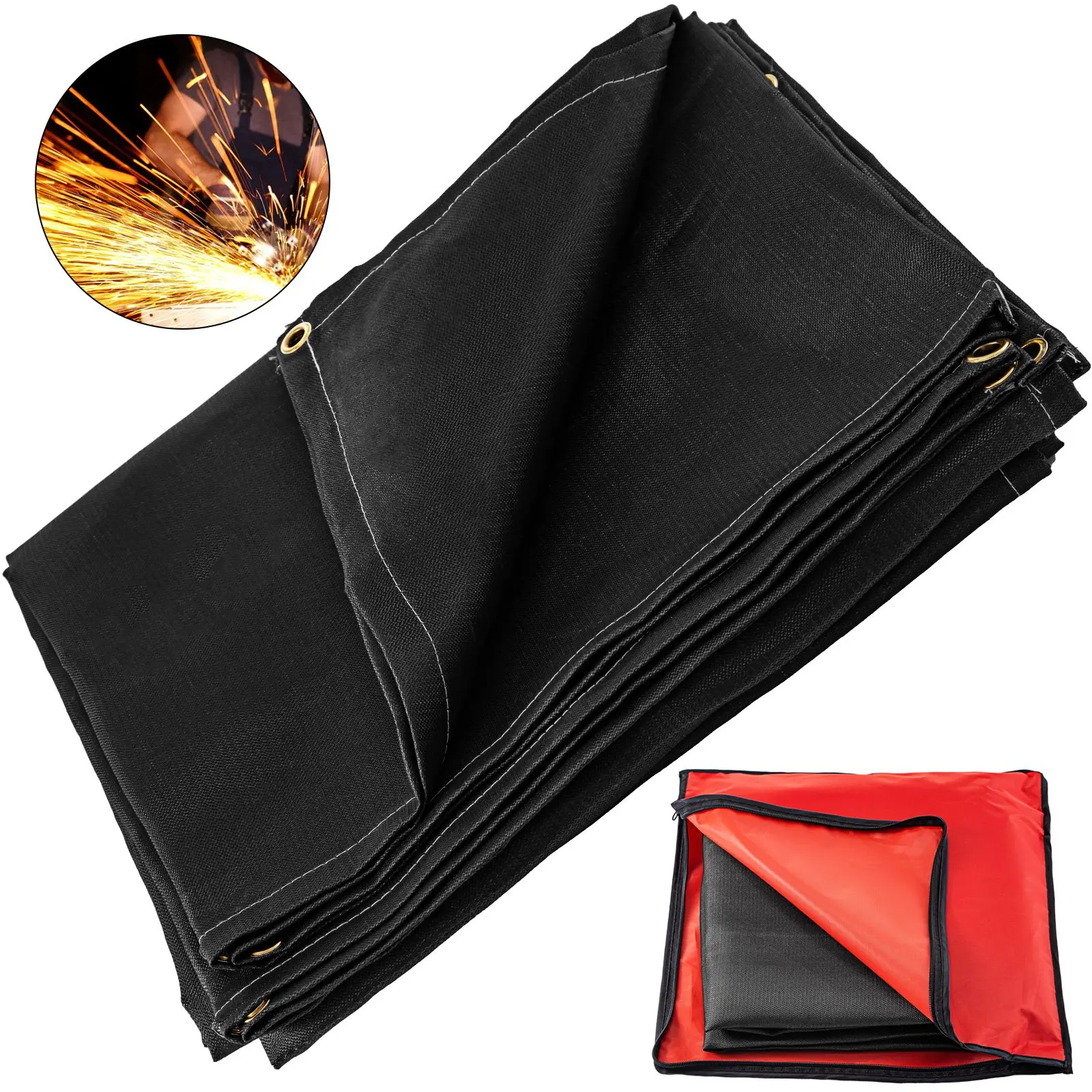 VEVOR Welding Blanket, 10x 10 Foot Fiberglass Blanket, Up To 550 C Heat-Resistant Fire Retardant Blanket with Premium Brass Grommets