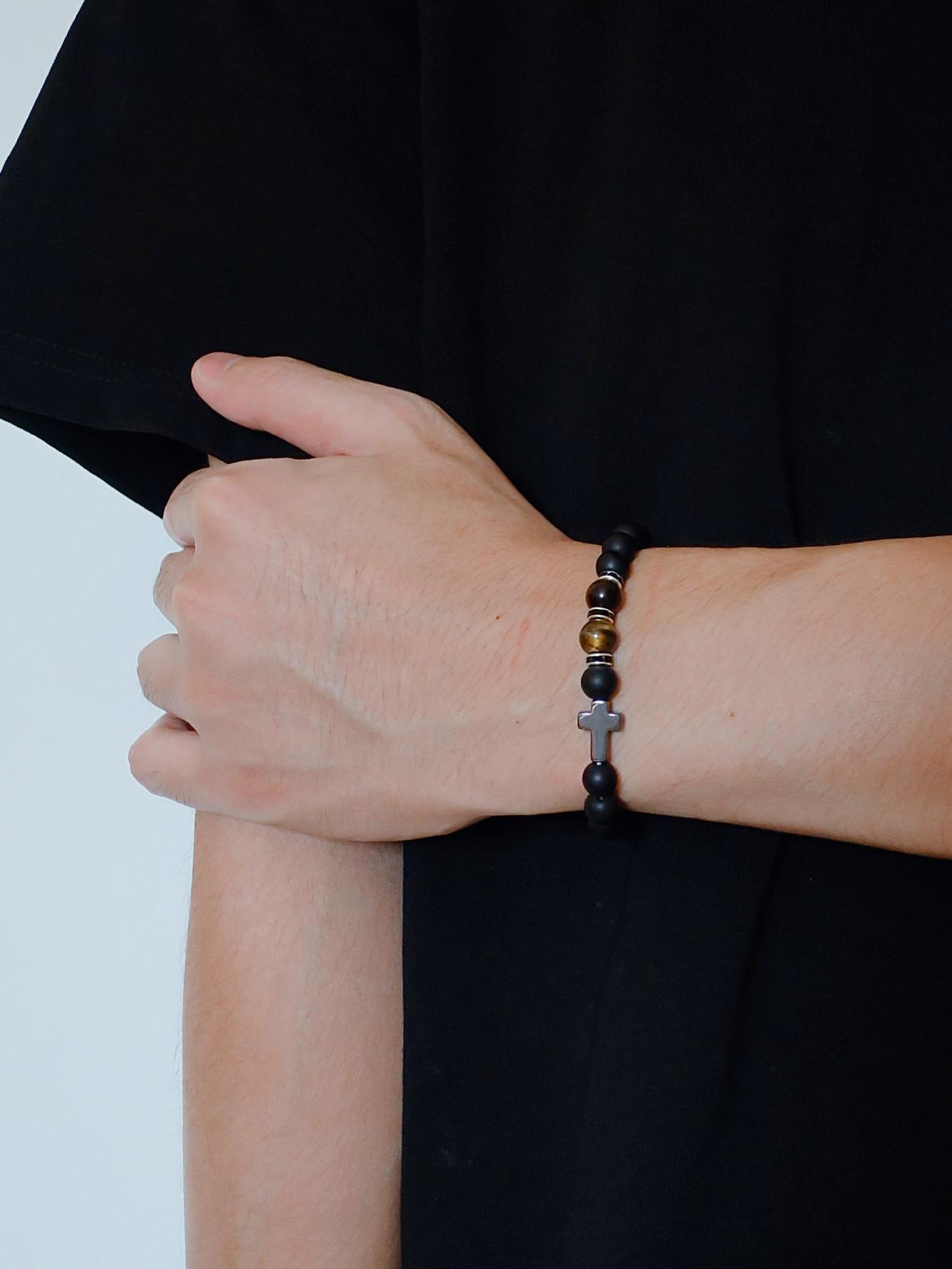 Cross Beaded Bracelet, Stackable Bracelets, Fashionable Beaded Bracelet for Men & Women, Trendy All-match & Exquisite Jewelry for Birthday Gift