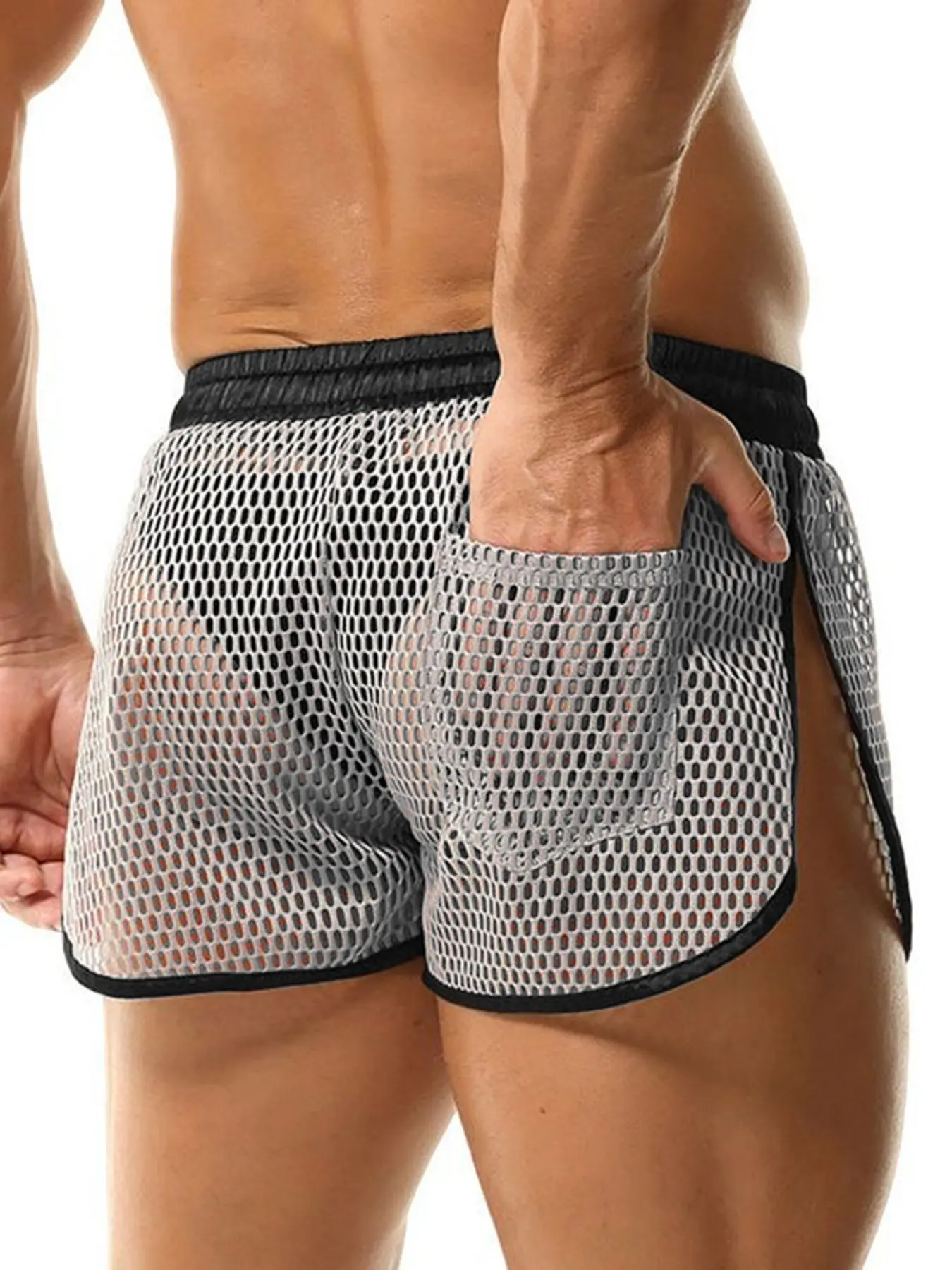 INCERUN Men's Fashion Casual Shorts, Activewear, Fashion Athletic Shorts, Mesh Hollow Out Design, Ideal for Daily Wear, Comfortable and Stylish, Perfect for Everyday Use