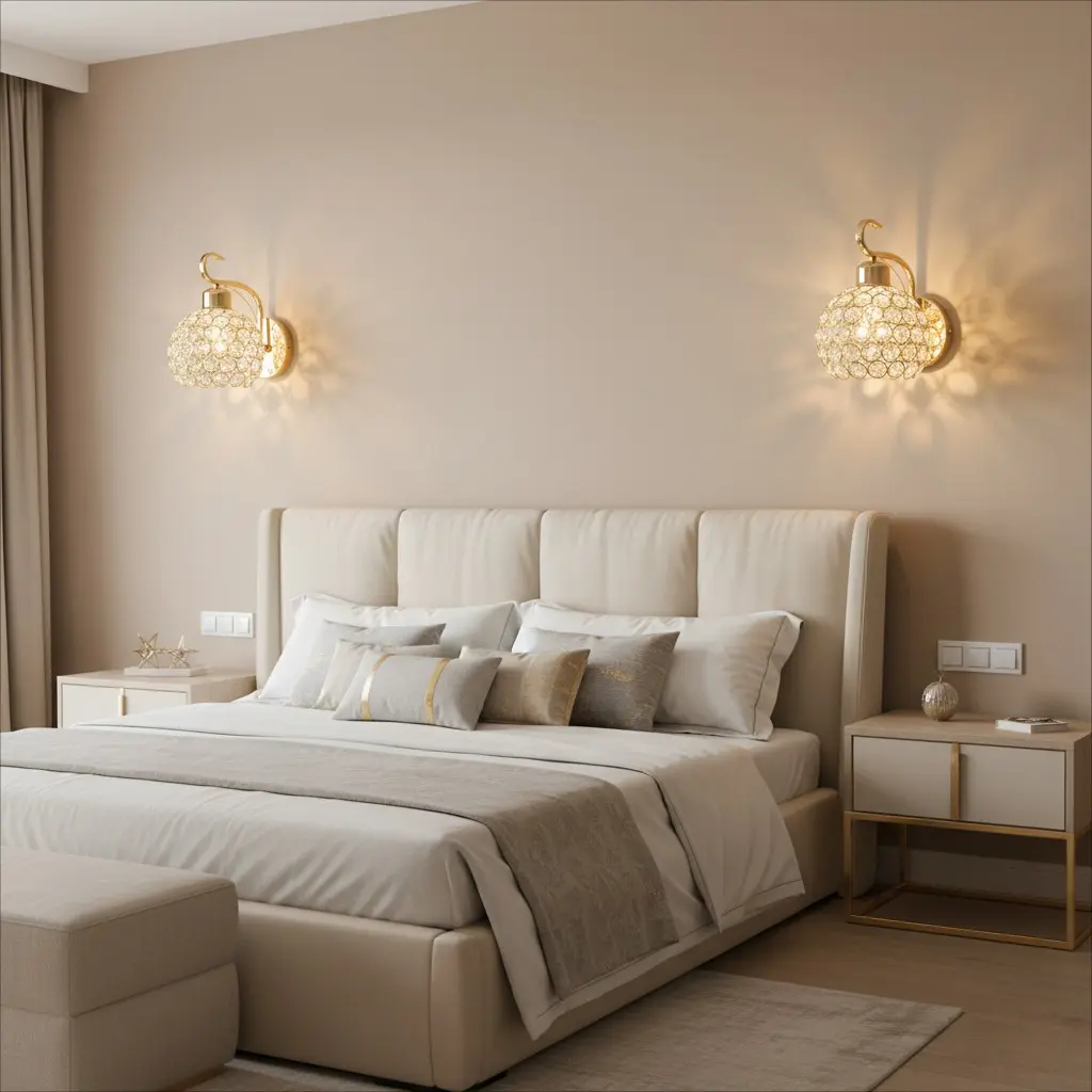 2-Pack Luxury Crystal Wall Lamp, Decorative Atmosphere Lighting, E27 Base, Indoor Lighting for Living Room, Office, Corridor, Balcony, No Bulb Included