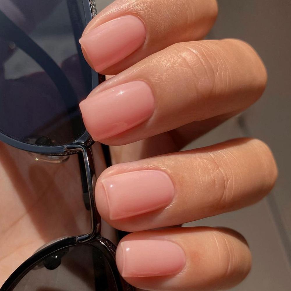 Wearable Women's Nail Art Wholesale Simple Medium-Long Square Solid Color Nail Tips Patch Wearable Nails