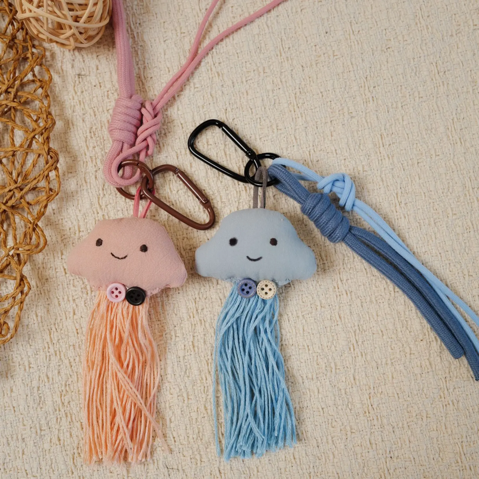 Mori Style Fabric 3D Cartoon Doll Pendant, Retro Decorative Keychain And Bag Lanyard, Cute Accessory For Students, Versatile Ornament For Daily Styling