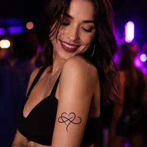 2 Sheets Heart Temporary Tattoo Stickers Waterproof Love Infinity Body Art Decals