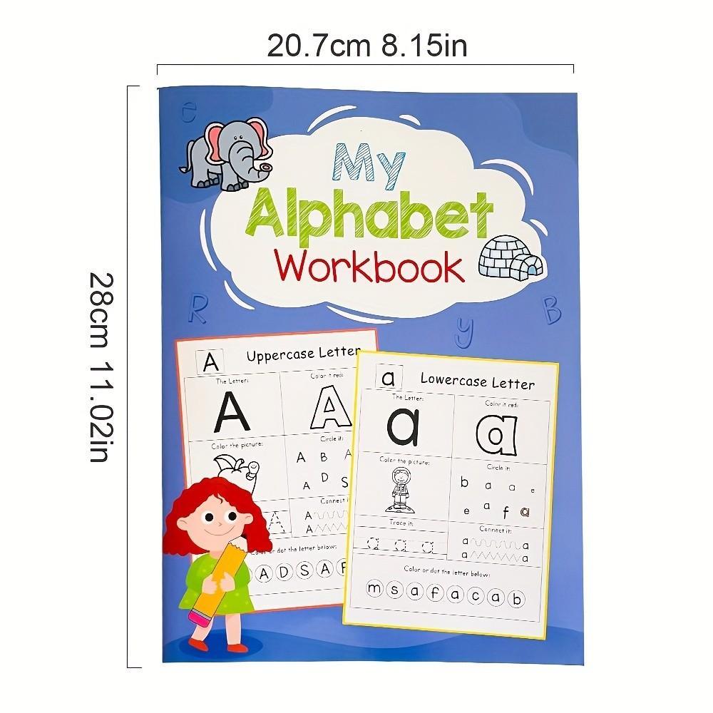 Alphabet Phonics Workbook, 1 Count 26 Pages (52 Sides) Comprehensive Alphabet Phonics Workbook, Fun Coloring Activities for Preschool and Kindergarten Learning, Tracing Preschool Books