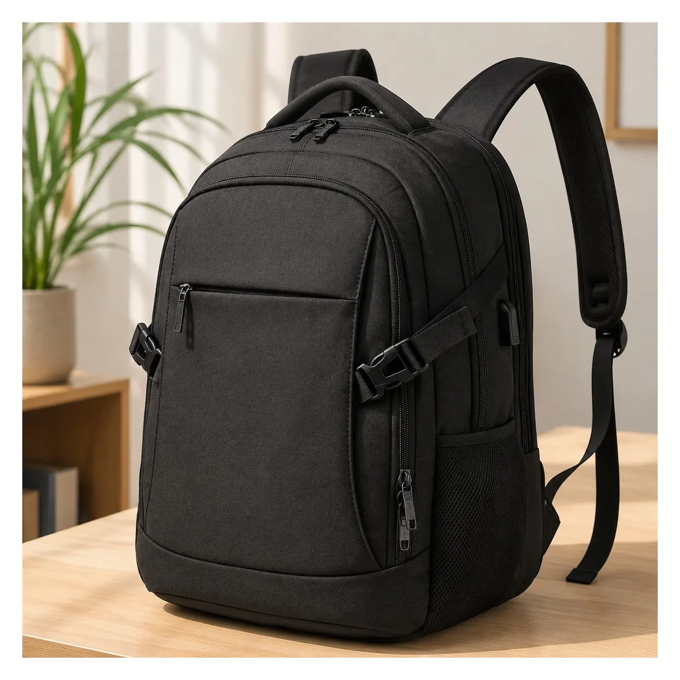 Anti-Theft Laptop Backpack with USB Charging Port, Fits 15.6-14-13 Inch Laptop, BlackGift