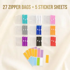 Clear Zipper Pill Storage Bag, 27 Counts with 5 Bonus Stickers per set, Reusable Pill Organizer, Portable Vitamin Organizer, Supplement Organizer, Portable Pill Storage Pouches for Travel, Home Organizer for Pills & Small Items, Medicine Organizer-YY1