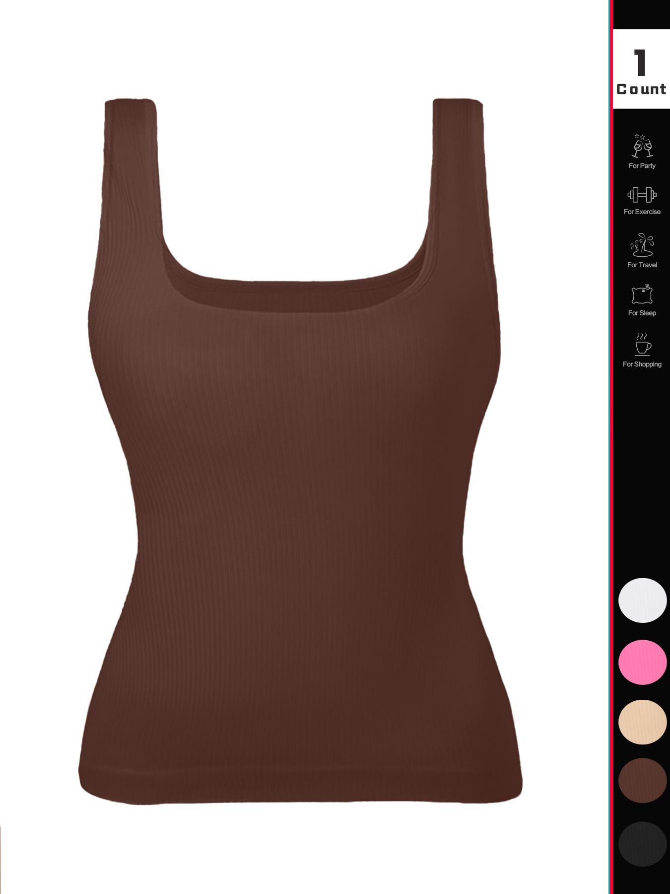 Women Tummy Control Shapewear Tank Tops Seamless Square Neck Smooth Compression Tops Slimming Body Shaper Camisole