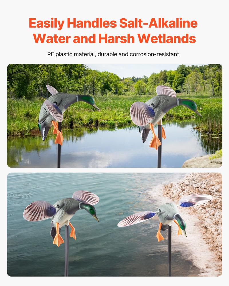 VEVOR Spinning Wing Motion Duck Decoys, Outdoor Teal Decoys for Hunting, Floating Duck for Pool, Pond, and Lake, Realistic Plastic Duck Hunting Decoy, Garden Yard Decoration, Easy to Carry, 1-Pack