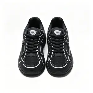 2026 new Black Reflective Line Chunky Sneakers | Breathable Mesh Retro Running Trainers | All-Day Comfort Streetwear Shoes