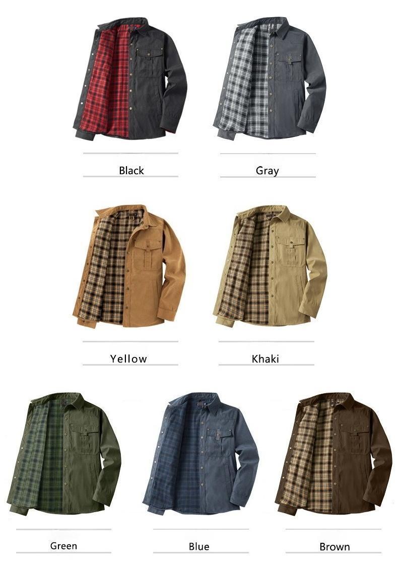 BIGWIG Men's Plaid Flannel Jacket, Winter Bomber Jacket, Warm Workwear Jacket, Flannel Lined, Lightweight Snap Button, Lapel Casual Jacket, Retro Western Style Jacket