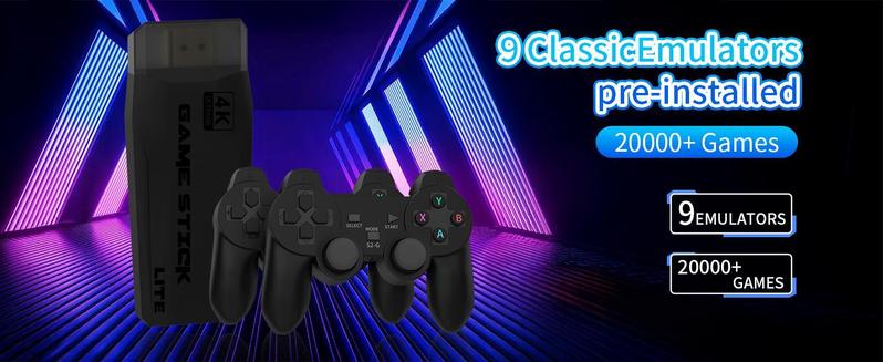 Retro Game Console – 20,000+ Classic Games Built-in, 18 Emulators, Dual 2.4G Wireless Controllers, 4K HDMI Output, 64GB Plug & Play Game Stick for TV, PC, Projector